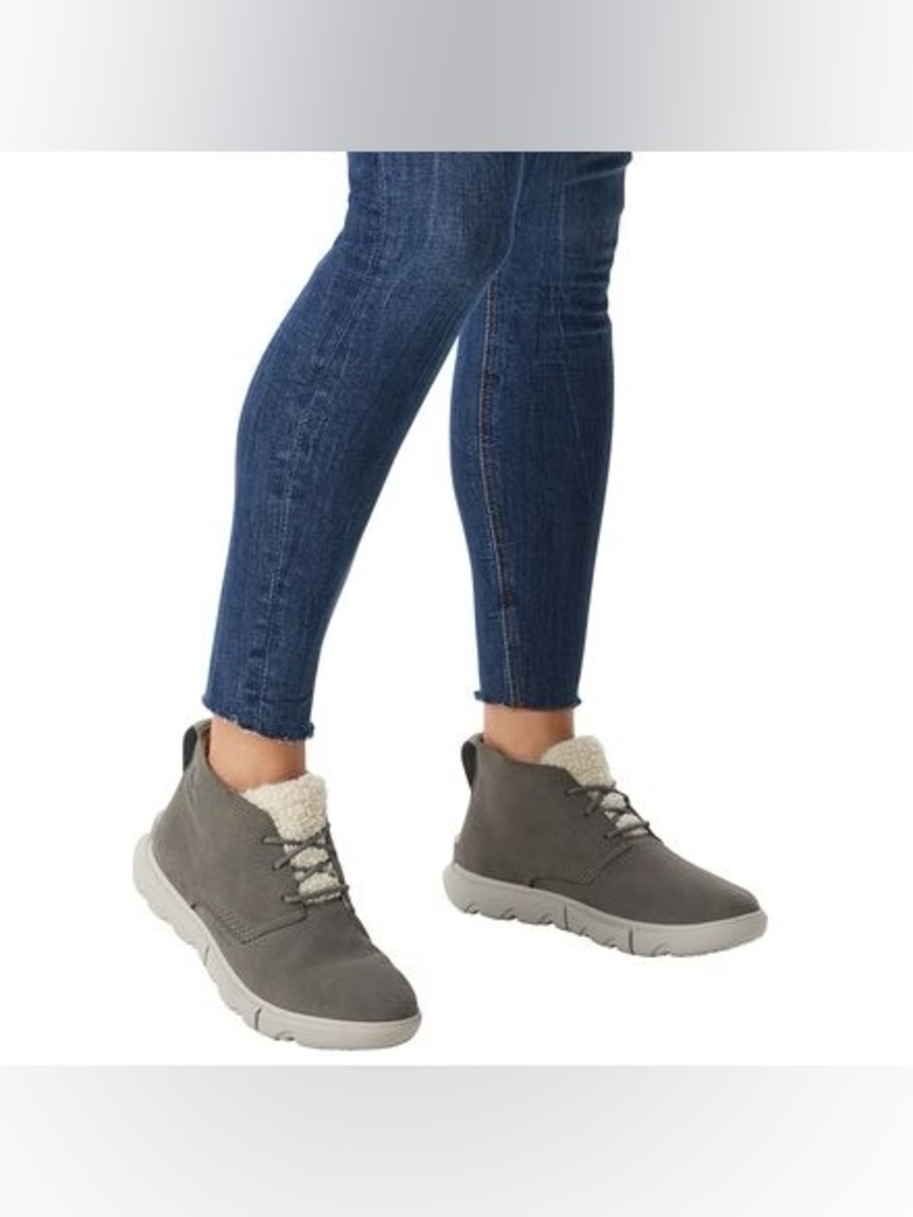 Women’s 8 Sorel Gray Suede Explorer Ankle Boot fleece lined Waterproof Outsole’s
